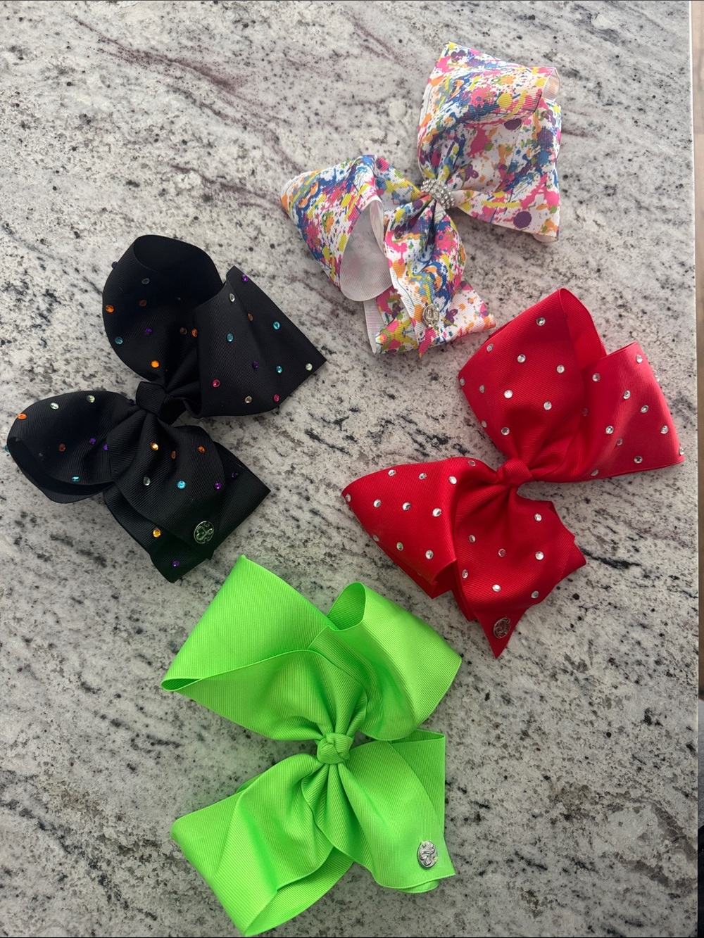4 Jojo Siwa Large Bows Black Red Tie Dye Green